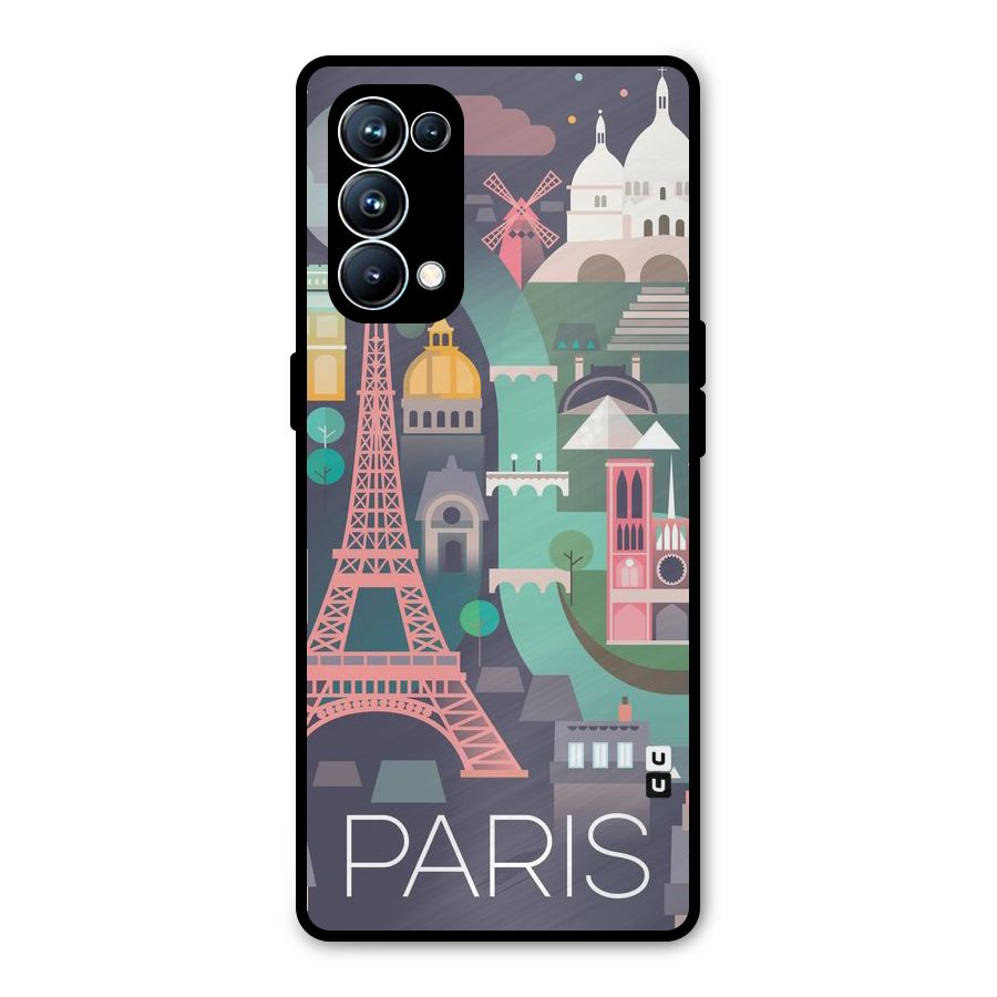 Pink Cute Tower Metal Back Case for Oppo Reno5 Pro 5G