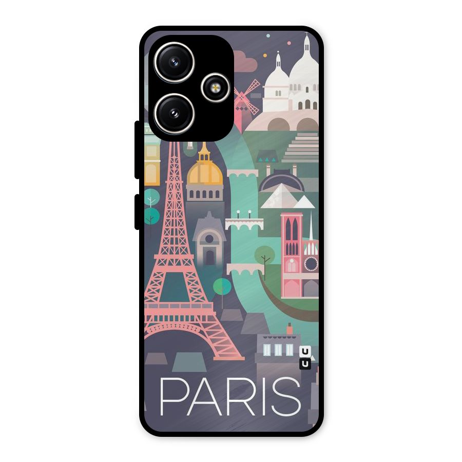 Pink Cute Tower Metal Back Case for Poco M6 Pro