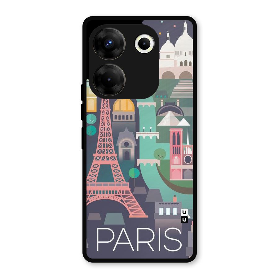 Pink Cute Tower Metal Back Case for Tecno Camon 20
