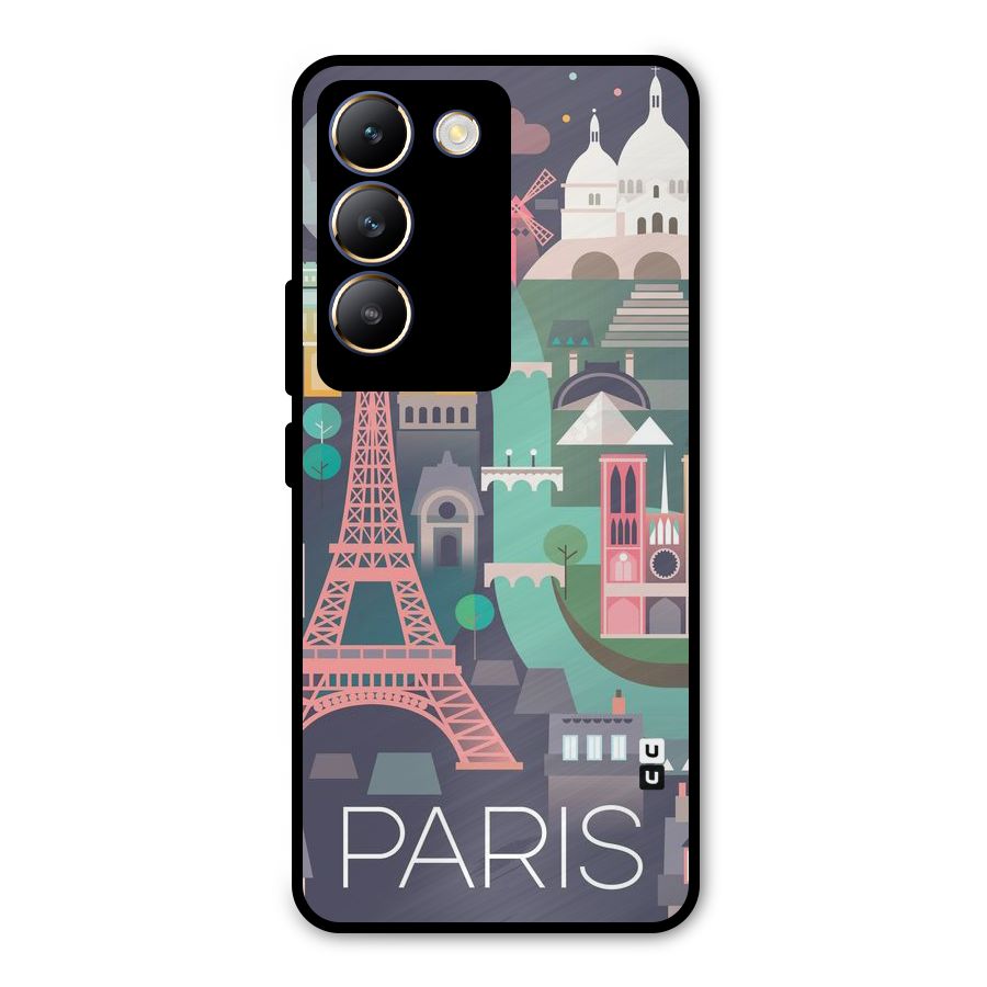 Pink Cute Tower Metal Back Case for Vivo T3 5G
