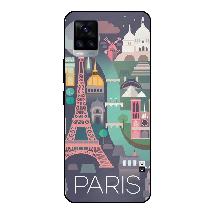 Pink Cute Tower Metal Back Case for Vivo V20 2021