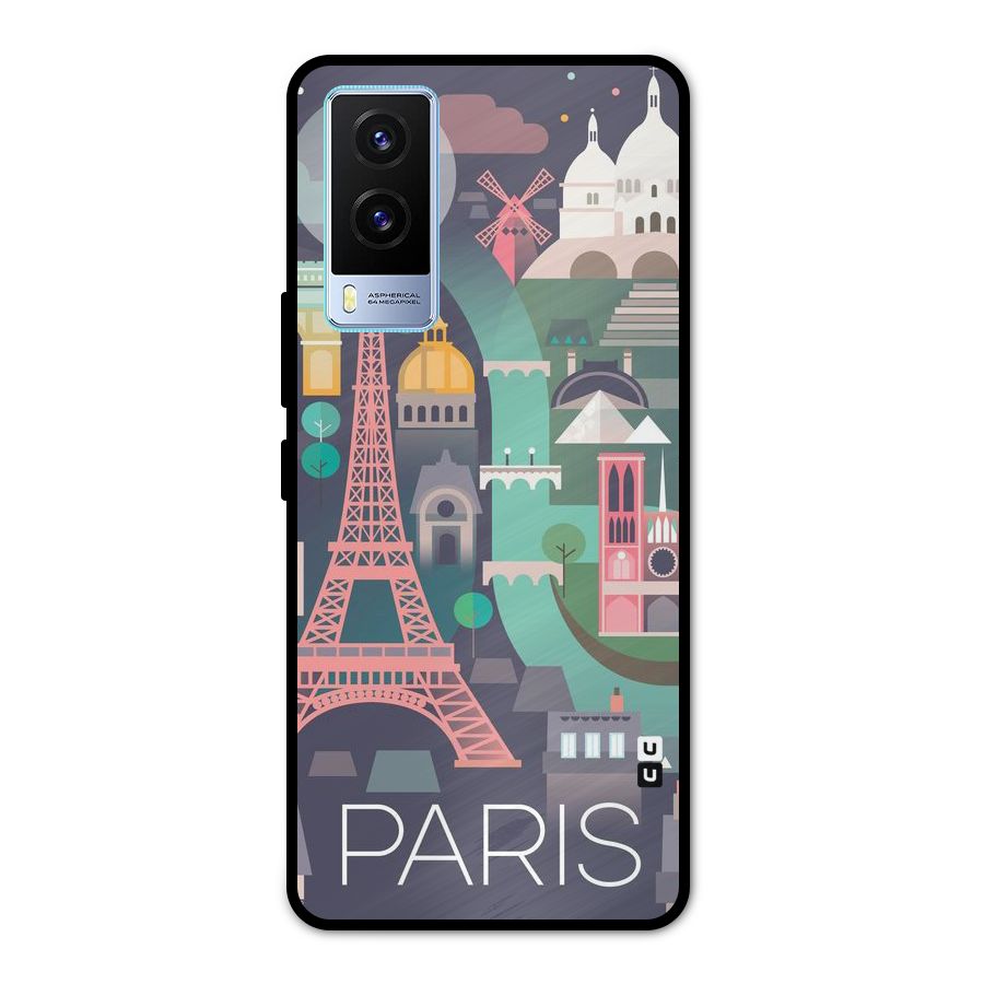 Pink Cute Tower Metal Back Case for Vivo V21e 5G