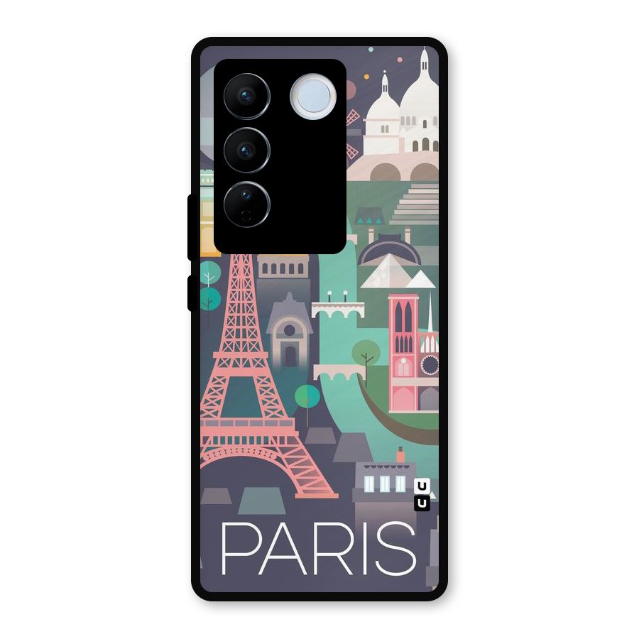Pink Cute Tower Metal Back Case for Vivo V27