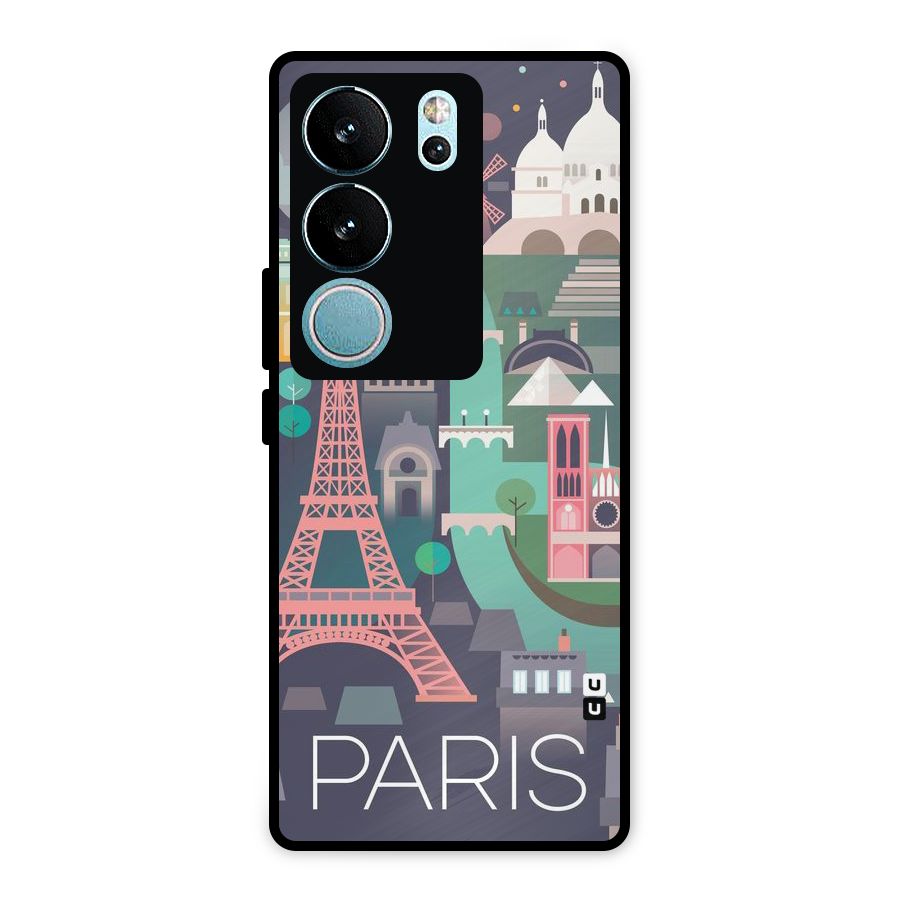 Pink Cute Tower Metal Back Case for Vivo V29 Pro