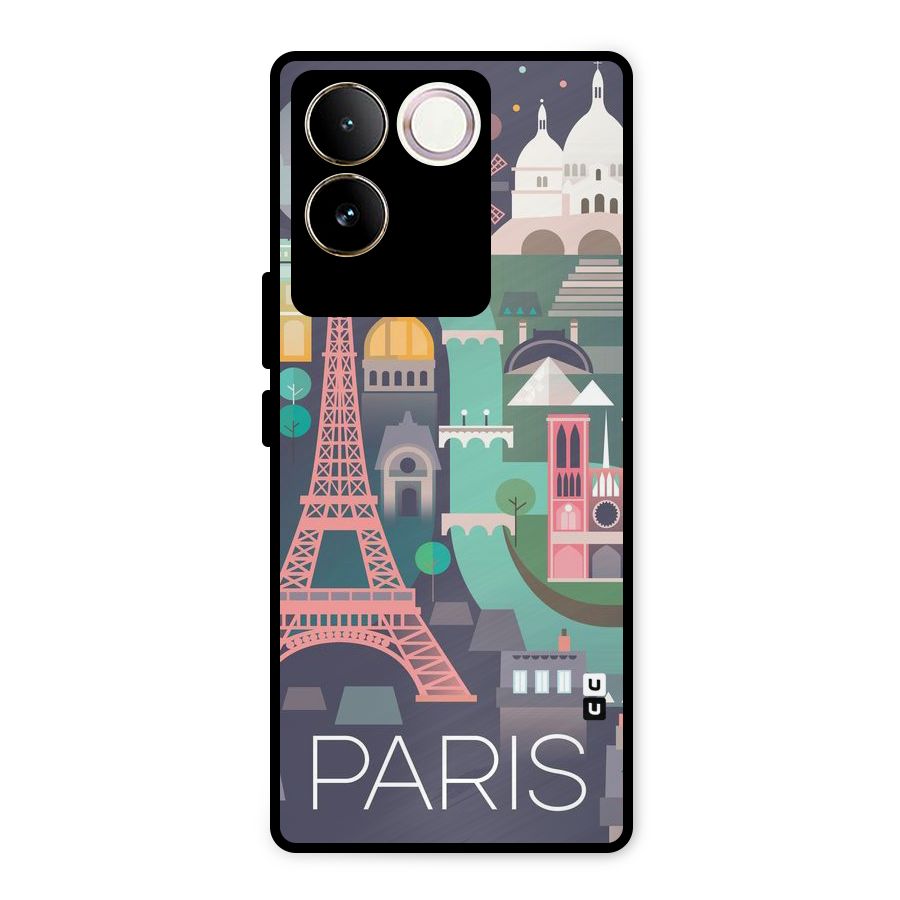 Pink Cute Tower Metal Back Case for iQOO Z7 Pro