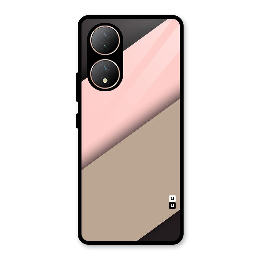 Pink Diagonal Glass Back Case for Vivo Y100A