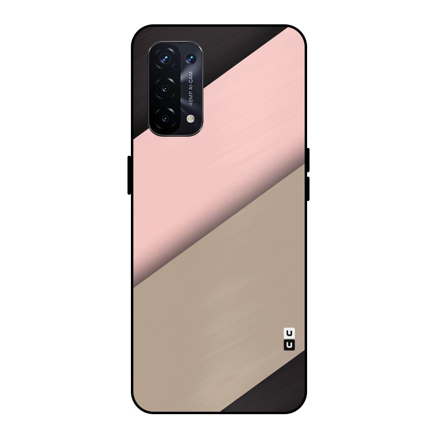 Pink Diagonal Metal Back Case for Oppo A74 5G