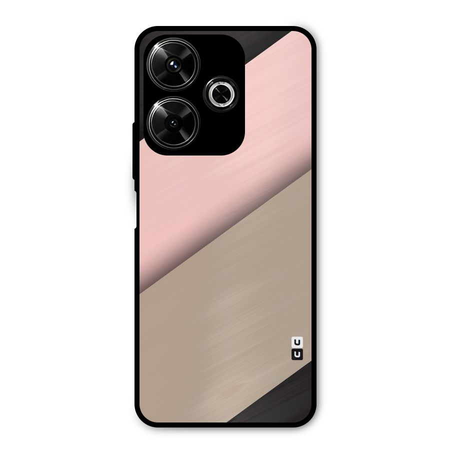 Pink Diagonal Metal Back Case for Poco M6 Plus
