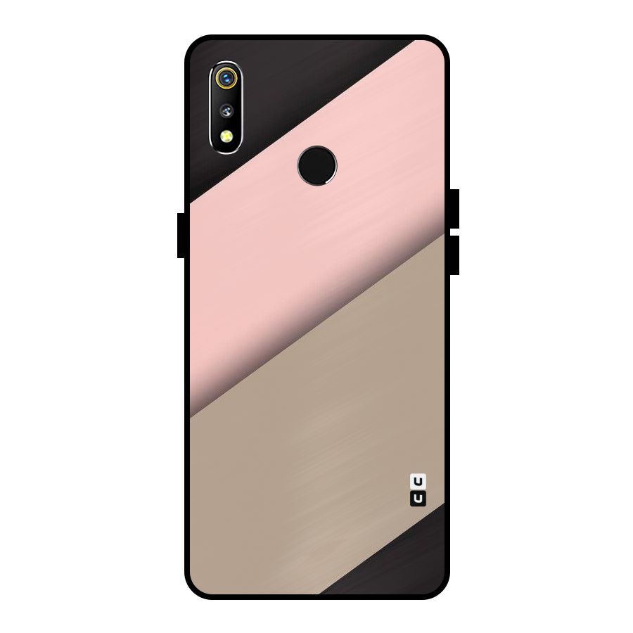 Pink Diagonal Metal Back Case for Realme 3