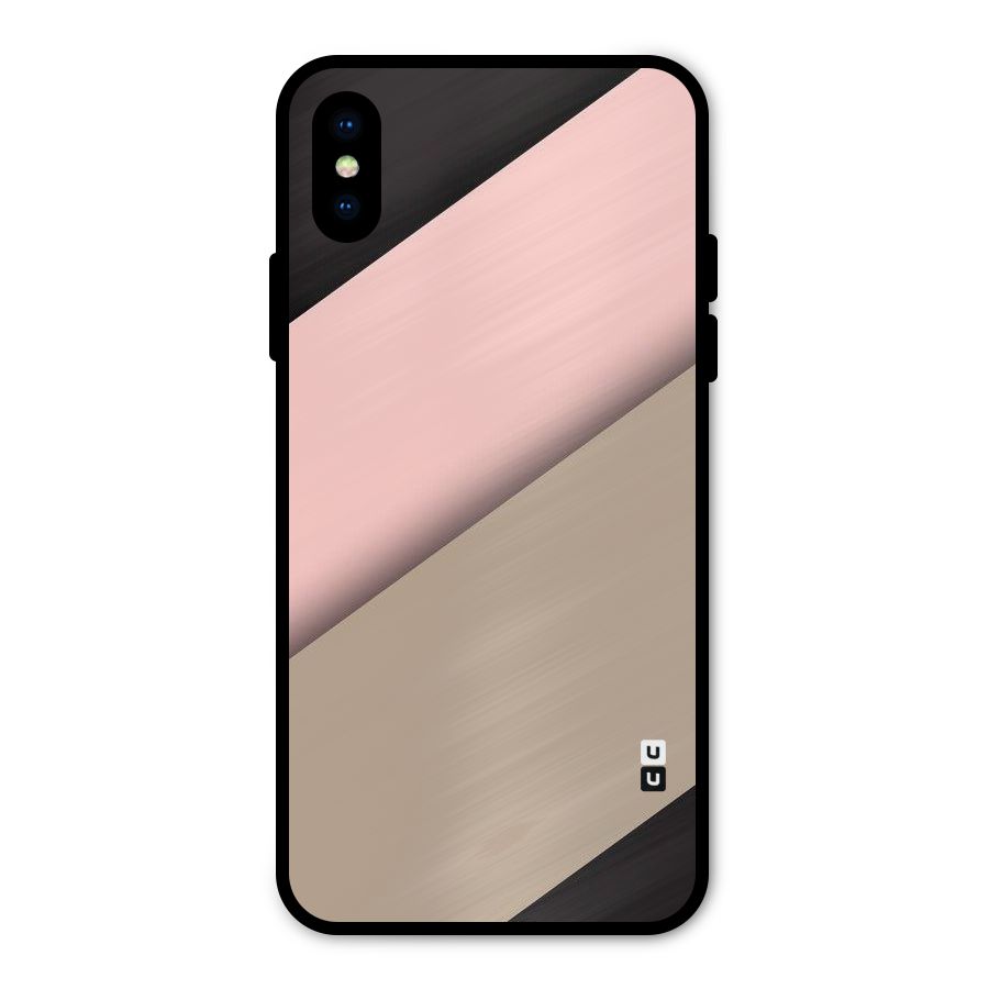 Pink Diagonal Metal Back Case for iPhone XS