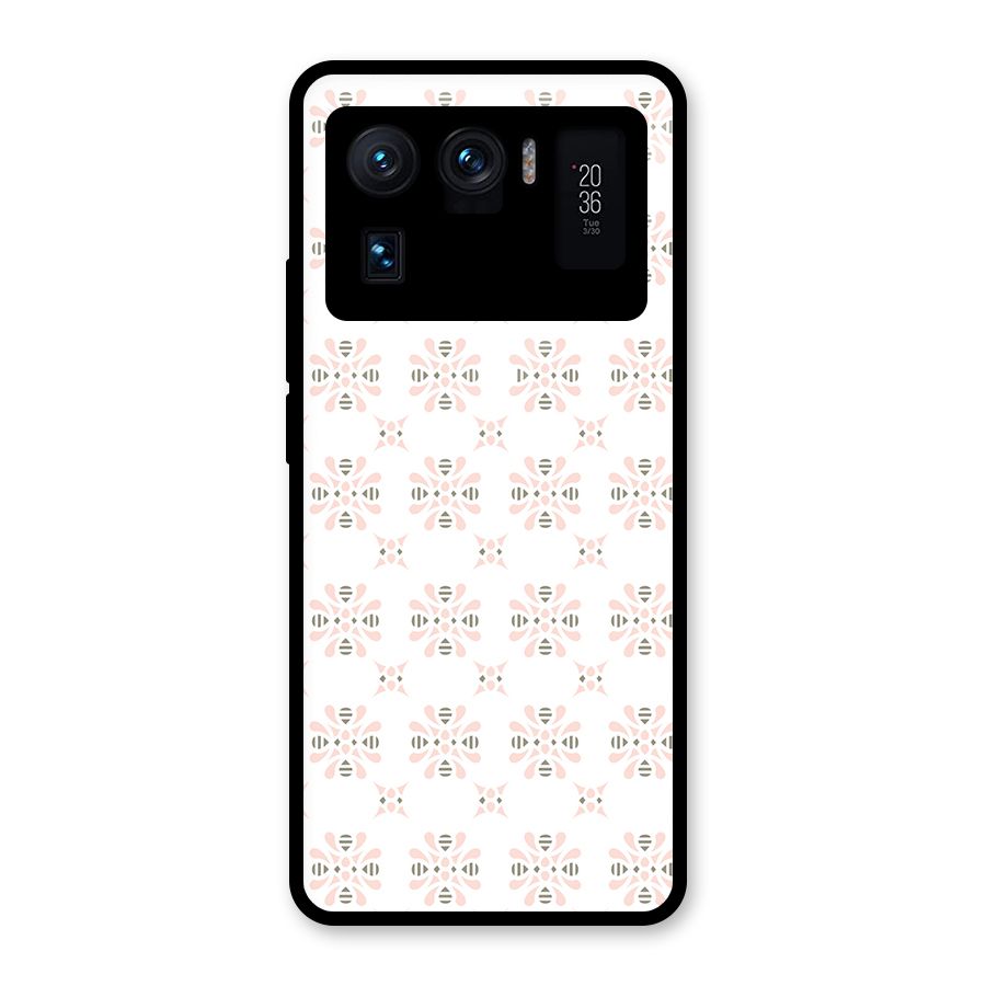 Pink Floral Pattern Glass Back Case for Mi 11 Ultra