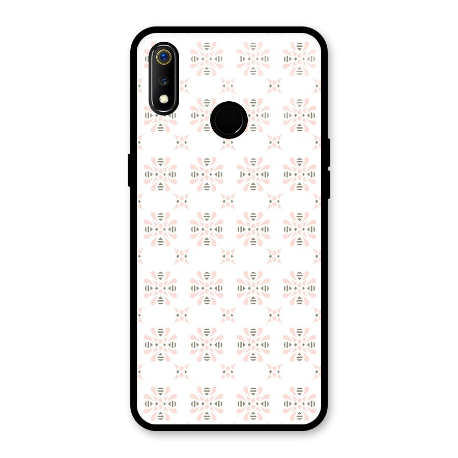 Pink Floral Pattern Glass Back Case for Realme 3i