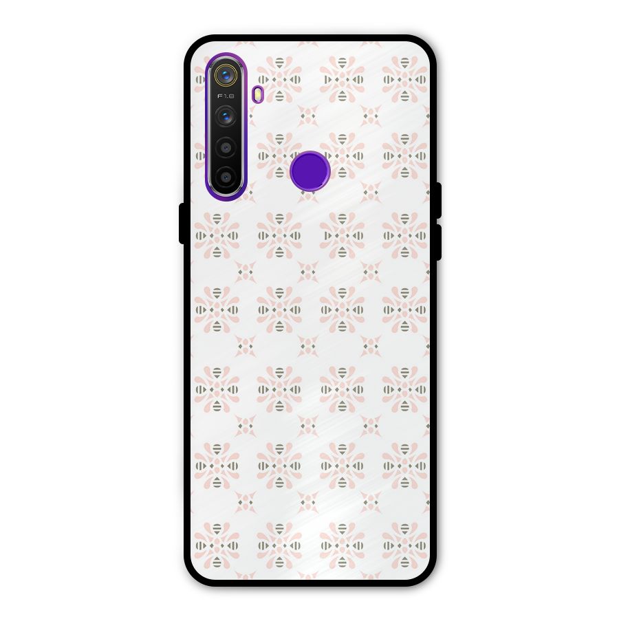 Pink Floral Pattern Glass Back Case for Realme 5s