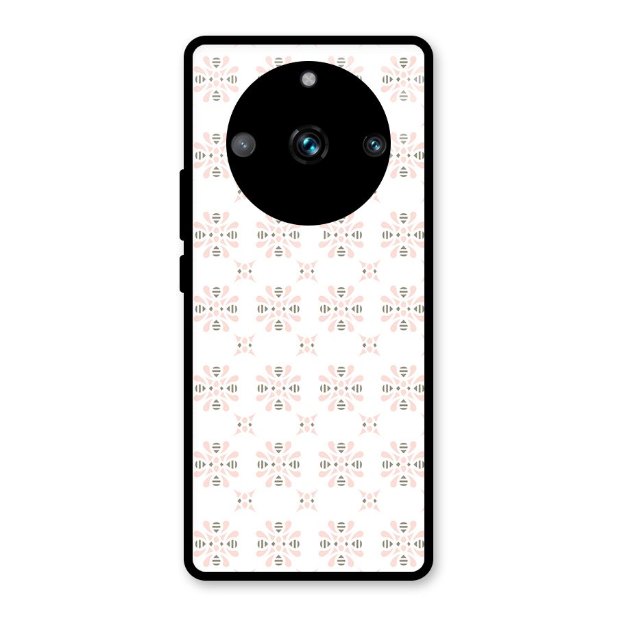 Pink Floral Pattern Glass Back Case for Realme Narzo 60 Pro