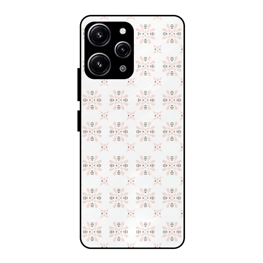 Pink Floral Pattern Glass Back Case for Redmi 12 4G