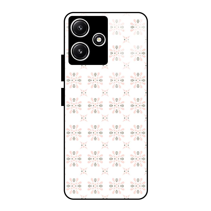 Pink Floral Pattern Glass Back Case for Redmi 12 5G