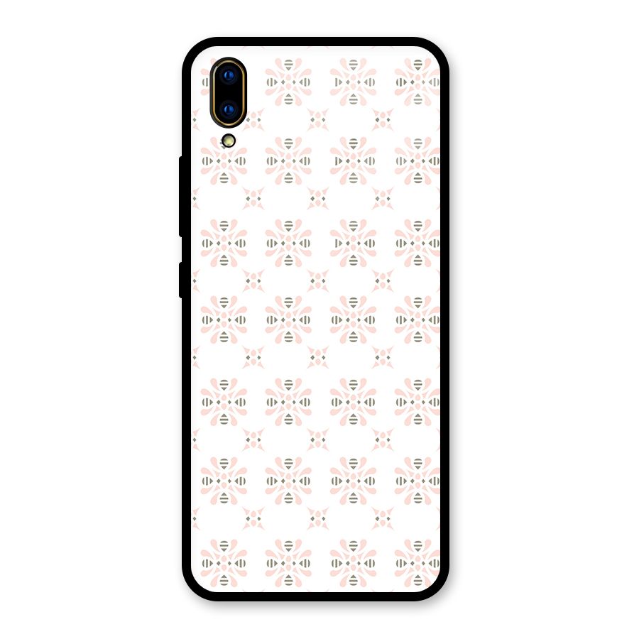 Pink Floral Pattern Glass Back Case for Vivo V11 Pro