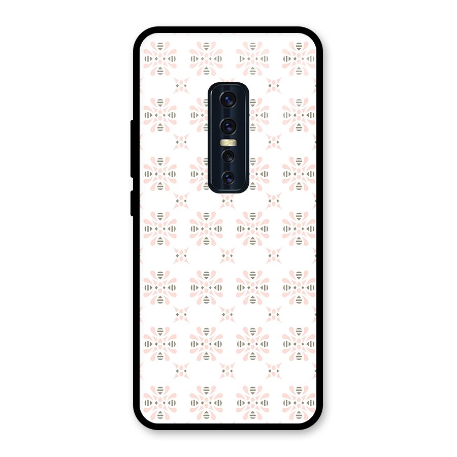 Pink Floral Pattern Glass Back Case for Vivo V17 Pro