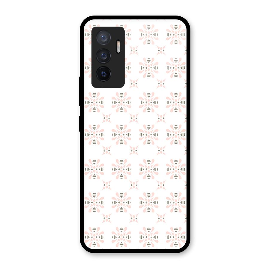 Pink Floral Pattern Glass Back Case for Vivo V23e
