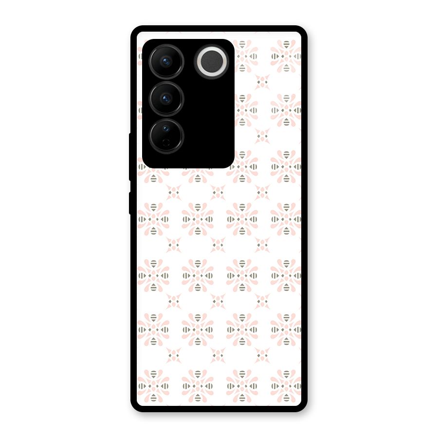 Pink Floral Pattern Glass Back Case for Vivo V27