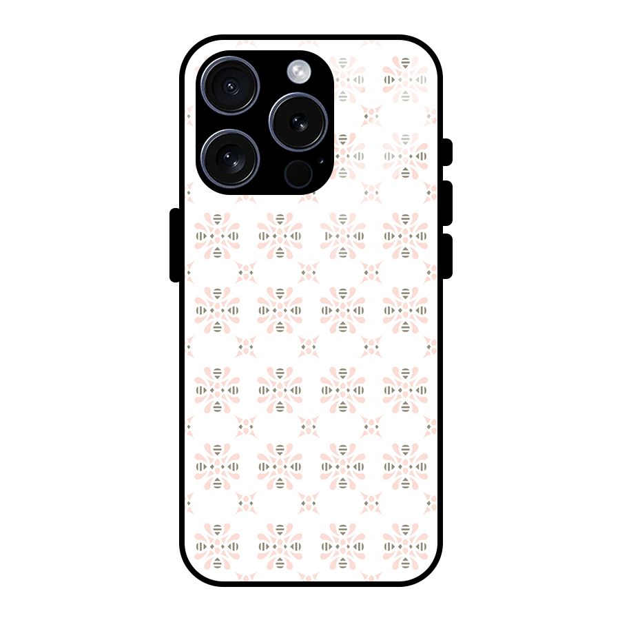 Pink Floral Pattern Glass Back Case for iPhone 15 Pro