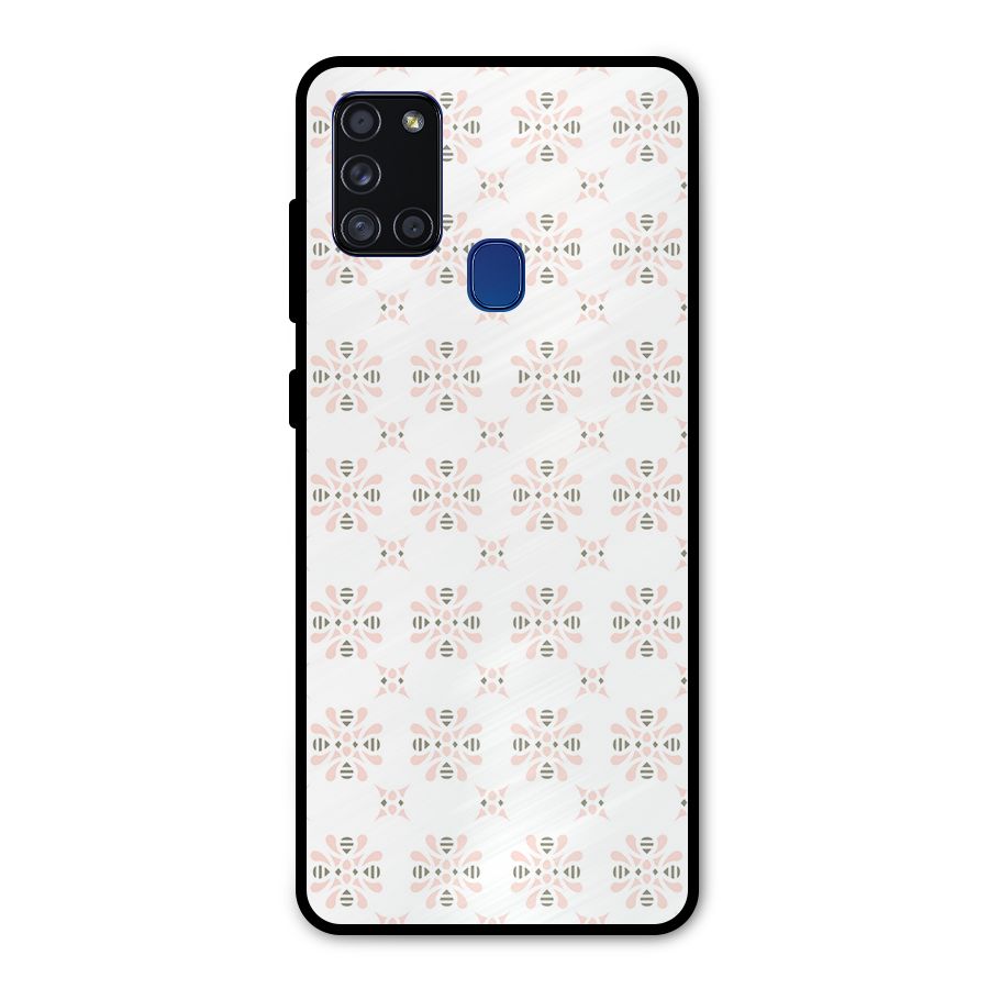 Pink Floral Pattern Metal Back Case for Galaxy A21s