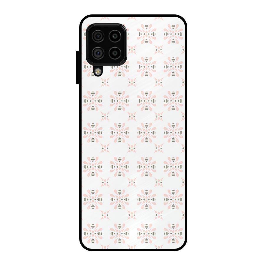Pink Floral Pattern Metal Back Case for Galaxy A22 4G