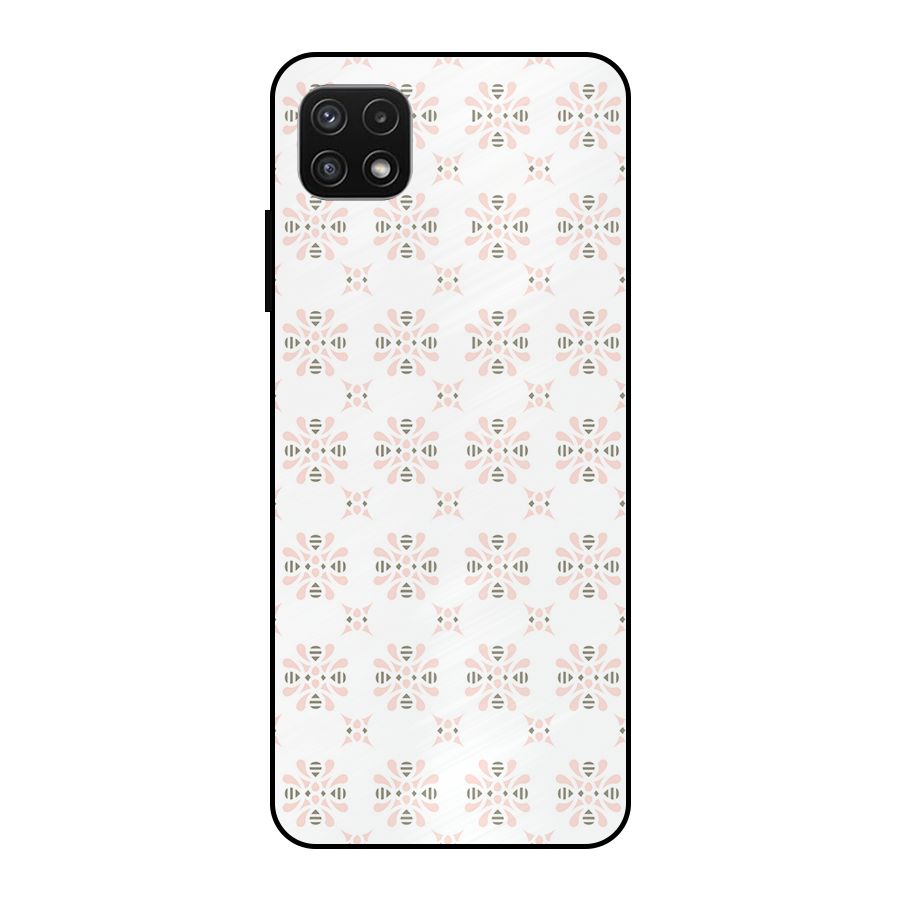 Pink Floral Pattern Metal Back Case for Galaxy A22 5G