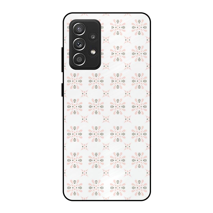 Pink Floral Pattern Metal Back Case for Galaxy A52s 5G