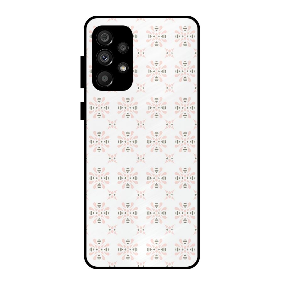 Pink Floral Pattern Metal Back Case for Galaxy A73 5G