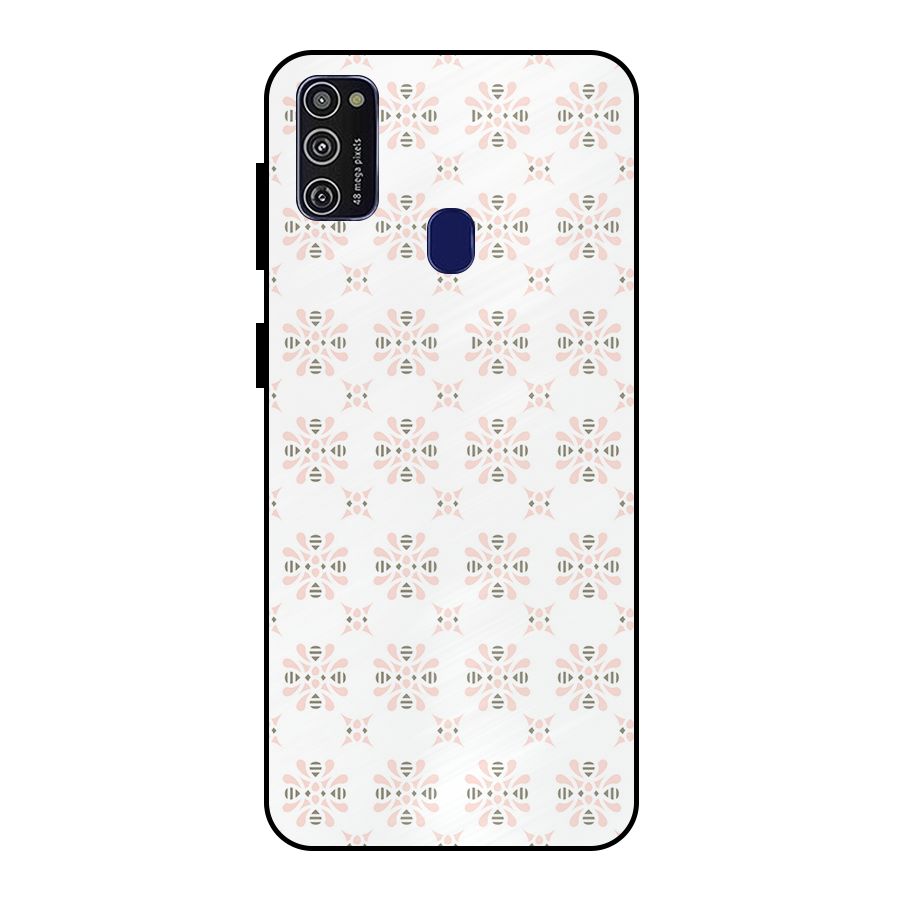 Pink Floral Pattern Metal Back Case for Galaxy M30s