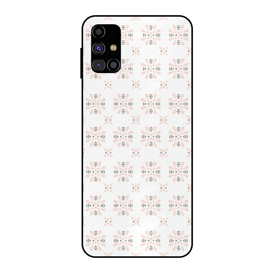 Pink Floral Pattern Metal Back Case for Galaxy M31s