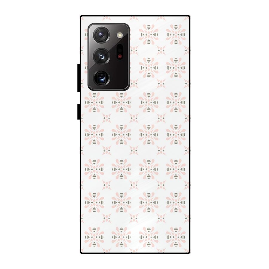 Pink Floral Pattern Metal Back Case for Galaxy Note 20 Ultra 5G