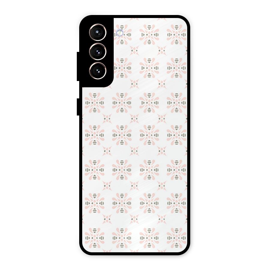 Pink Floral Pattern Metal Back Case for Galaxy S21 Plus
