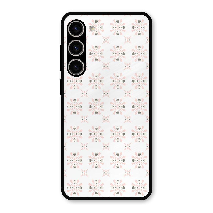 Pink Floral Pattern Metal Back Case for Galaxy S23 Plus
