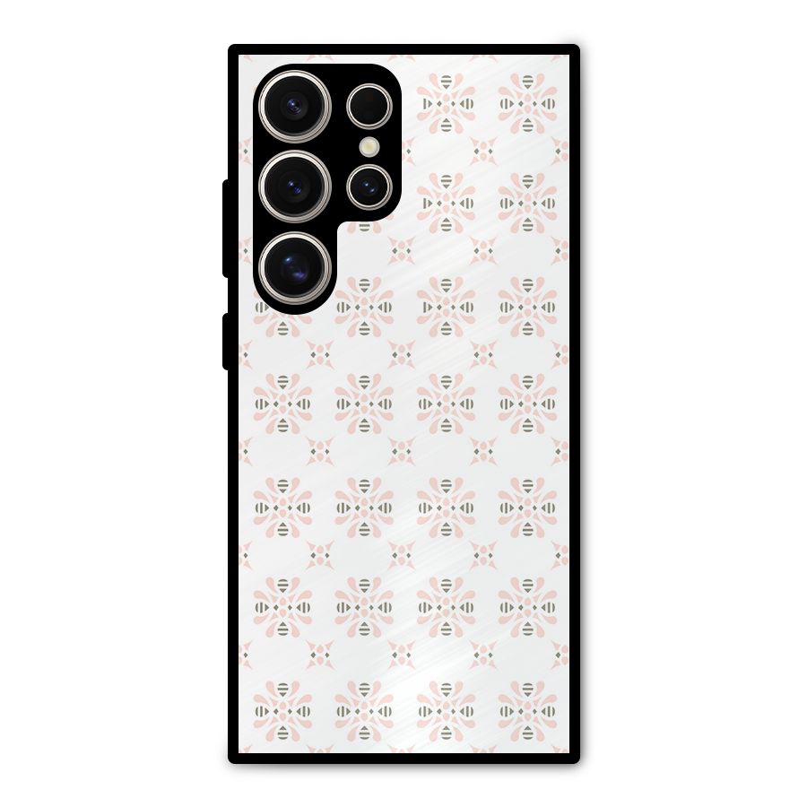 Pink Floral Pattern Metal Back Case for Galaxy S24 Ultra