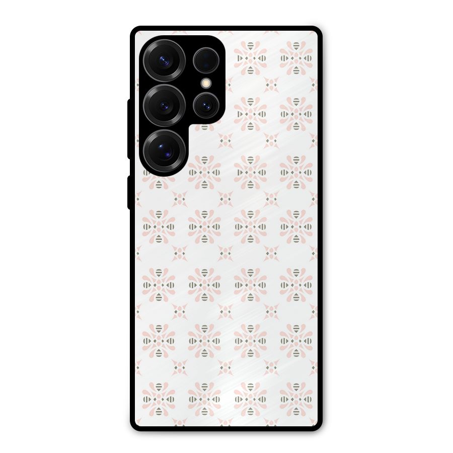 Pink Floral Pattern Metal Back Case for Galaxy S25 Ultra