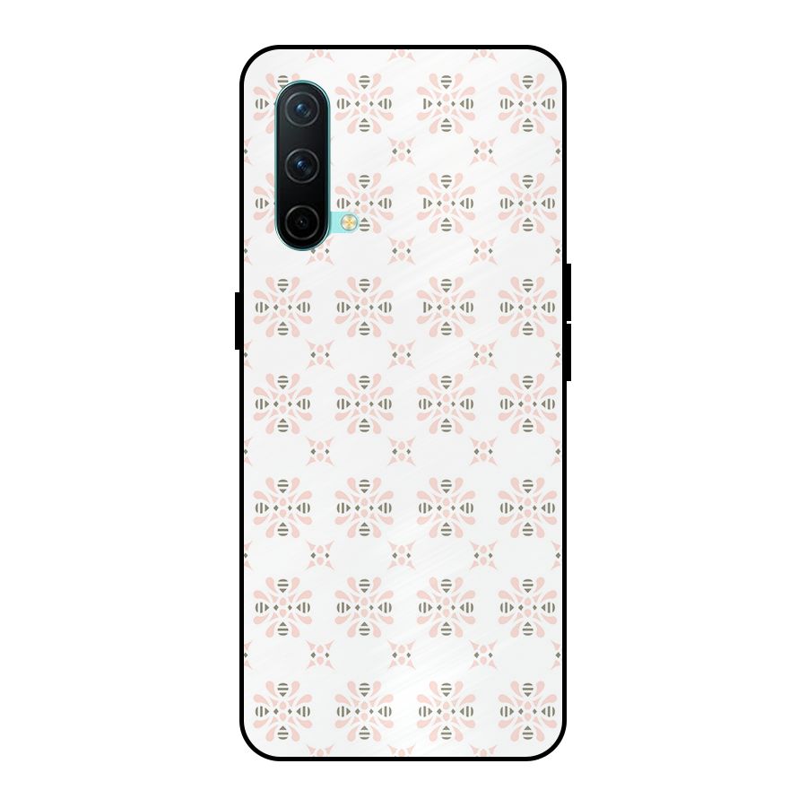 Pink Floral Pattern Metal Back Case for OnePlus Nord CE 5G
