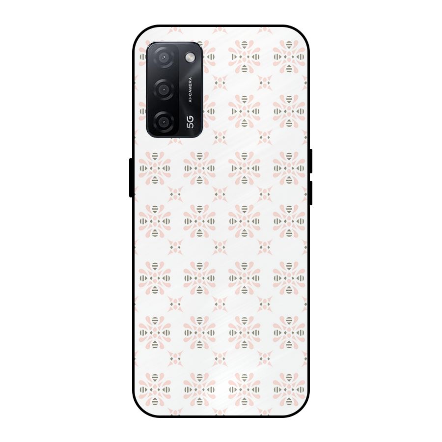 Pink Floral Pattern Metal Back Case for Oppo A53s 5G