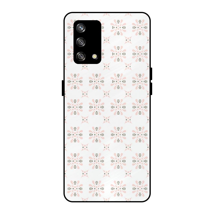 Pink Floral Pattern Metal Back Case for Oppo F19