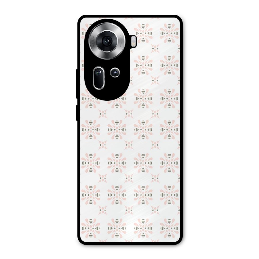 Pink Floral Pattern Metal Back Case for Oppo Reno11 5G