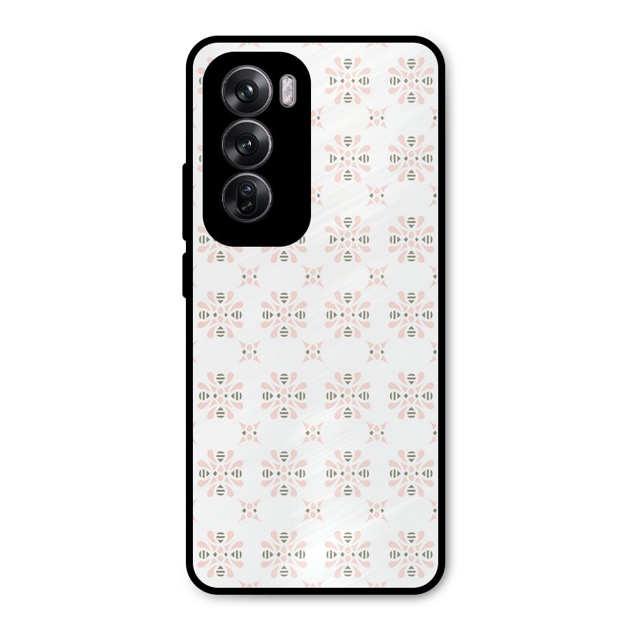 Pink Floral Pattern Metal Back Case for Oppo Reno12 Pro
