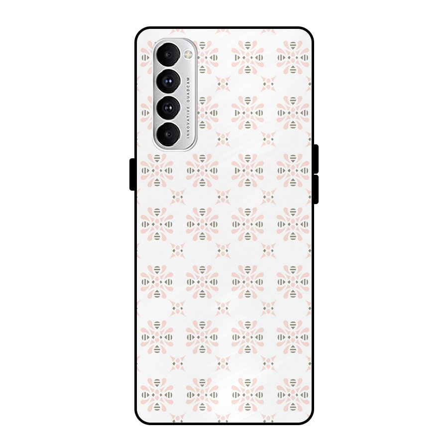 Pink Floral Pattern Metal Back Case for Oppo Reno4 Pro