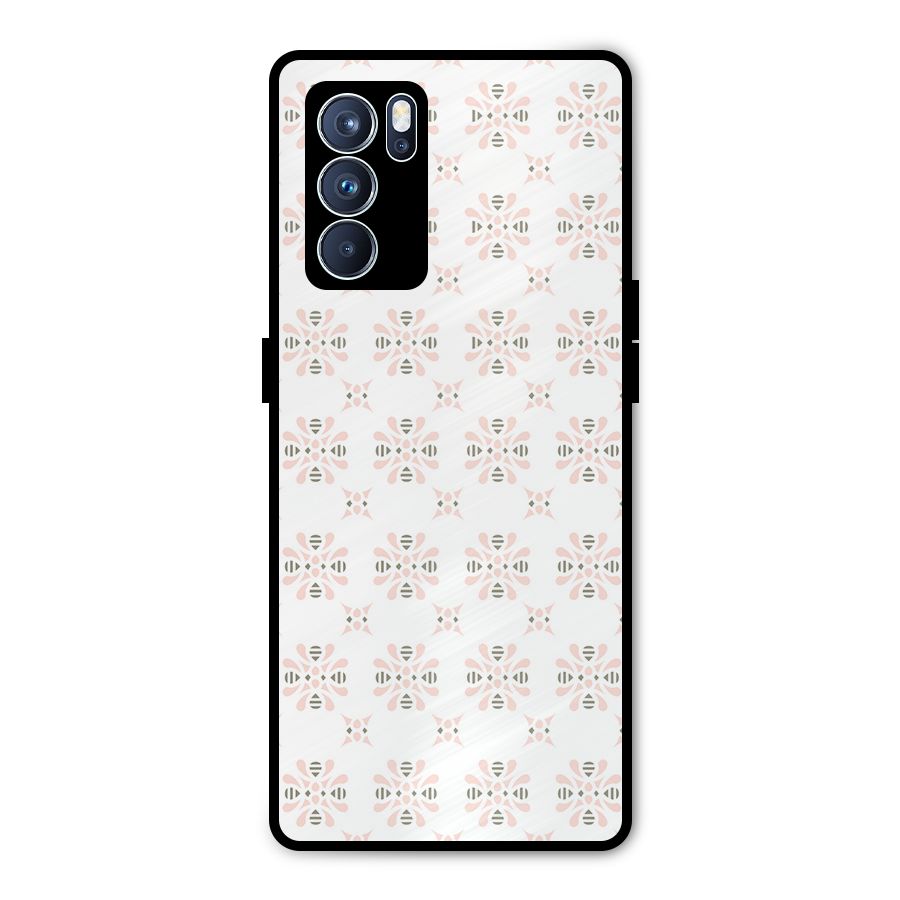 Pink Floral Pattern Metal Back Case for Oppo Reno6 Pro 5G