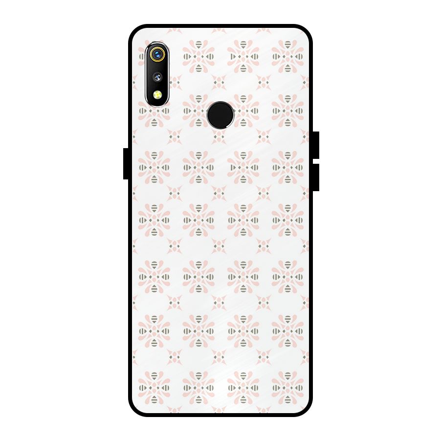 Pink Floral Pattern Metal Back Case for Realme 3