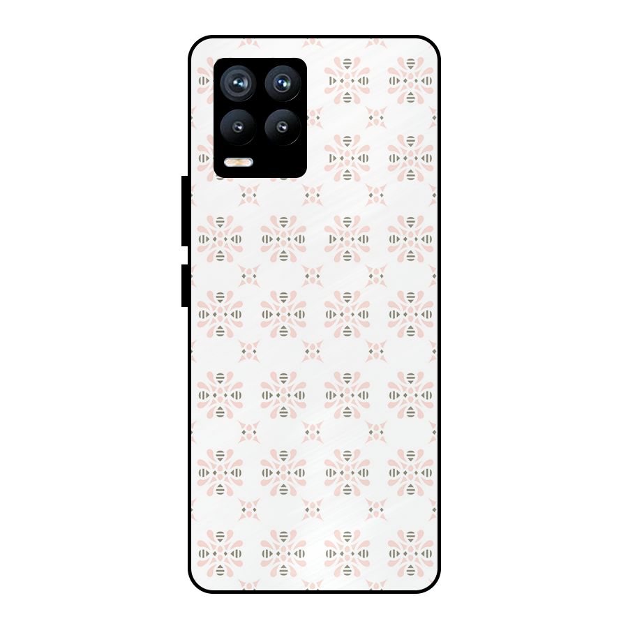 Pink Floral Pattern Metal Back Case for Realme 8 Pro