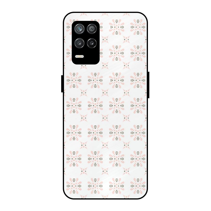 Pink Floral Pattern Metal Back Case for Realme 8s 5G