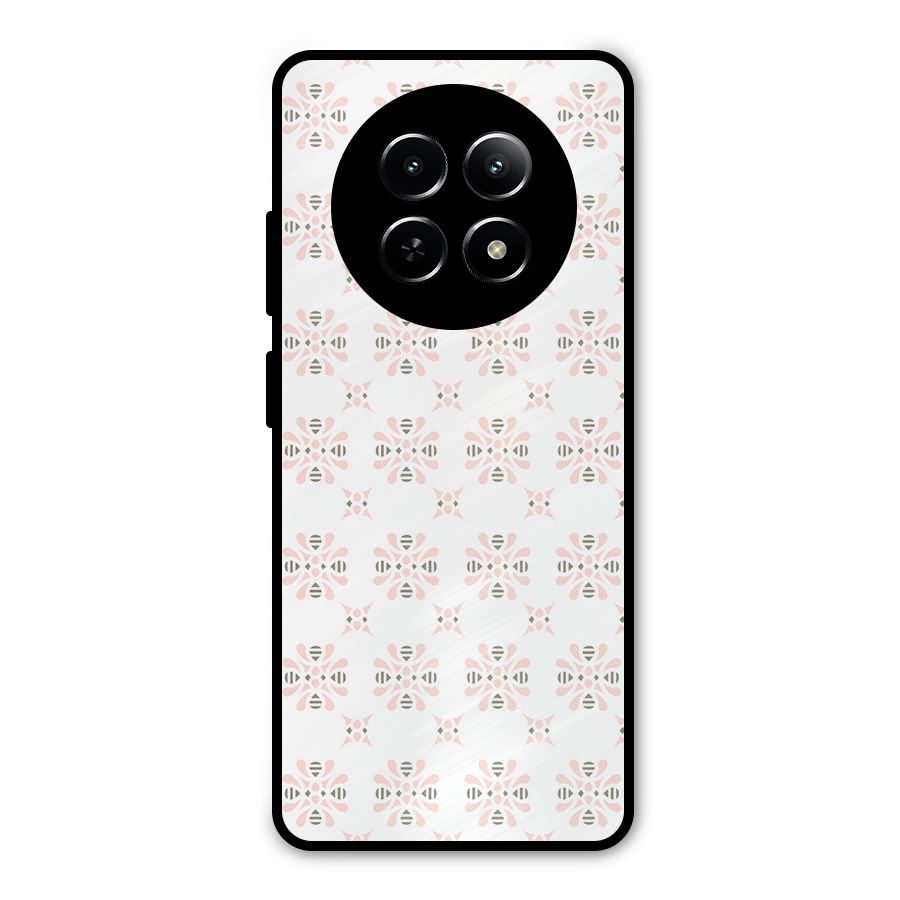 Pink Floral Pattern Metal Back Case for Realme Narzo 70x 5G
