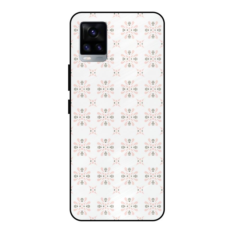 Pink Floral Pattern Metal Back Case for Vivo V20 2021