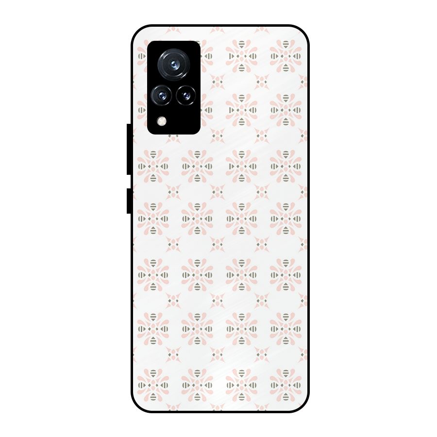 Pink Floral Pattern Metal Back Case for Vivo V21 5G